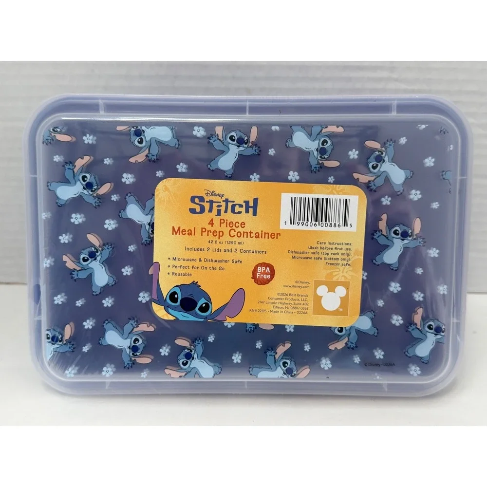 Disney Stitch 4 Piece Meal Prep Container Set 42.2oz Blue Lilo & Stitch New
